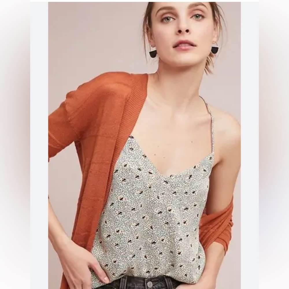 FLOREAT by ANTHROPOLOGIE NWOT Silky V-Neck Camisole in Mint Motif